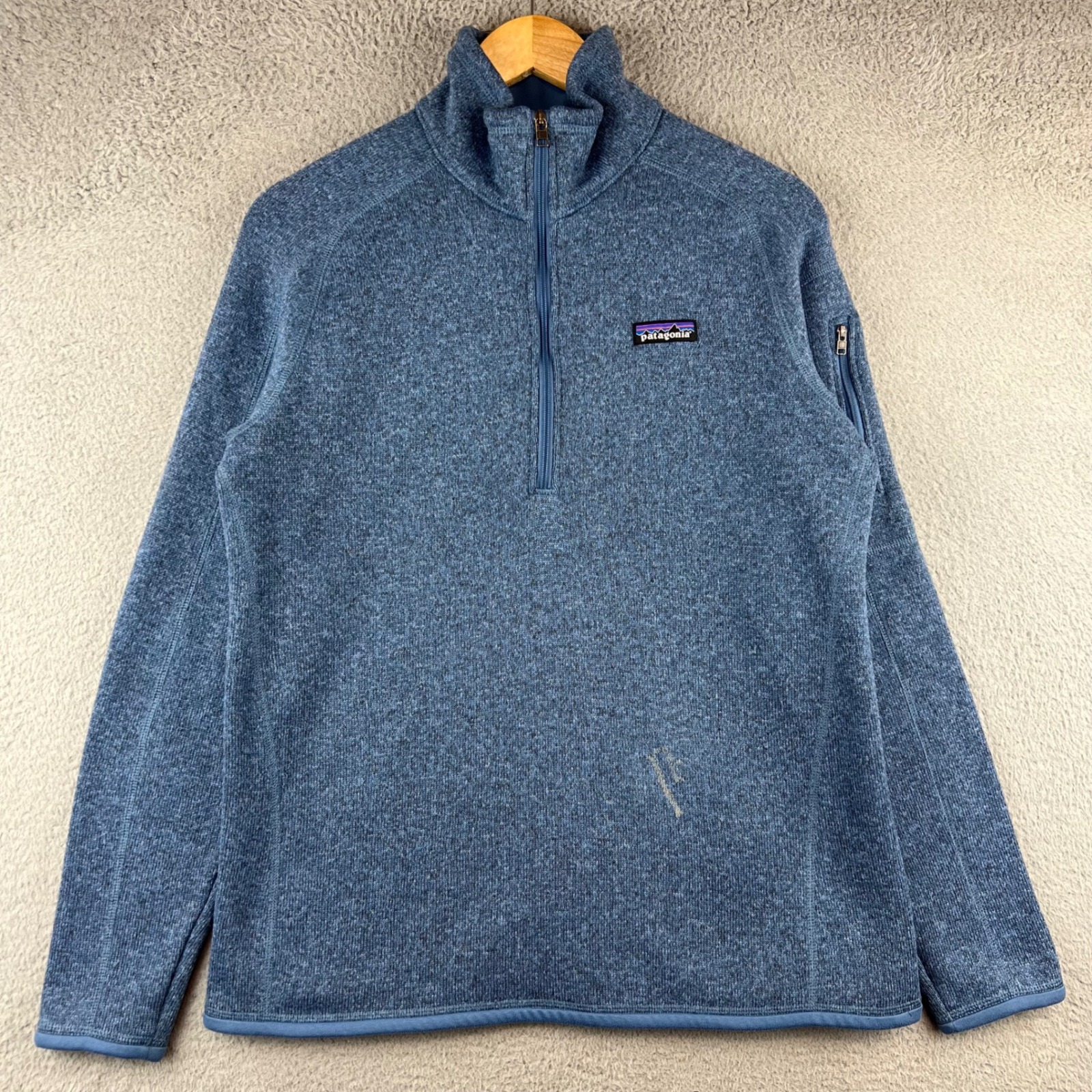 Patagonia Fleece Pullover Women Blue Quarter Zip Pocket Sweatshirt M